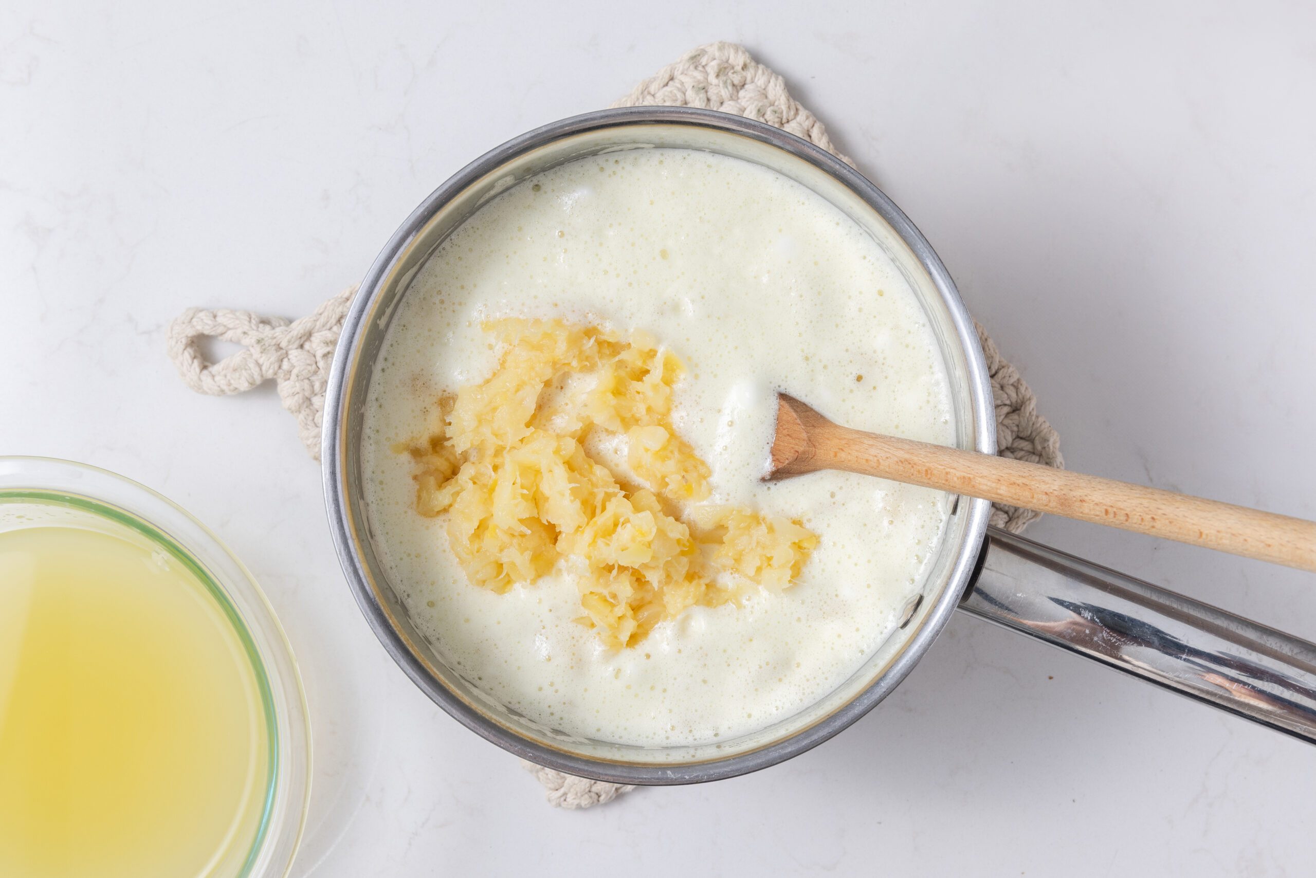Gelatin mixture being prepared.