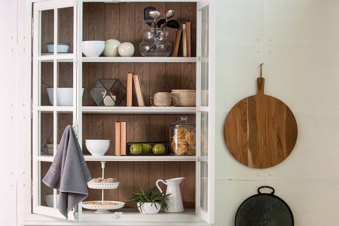 modern home kitchen white wooden closet and kitchen products