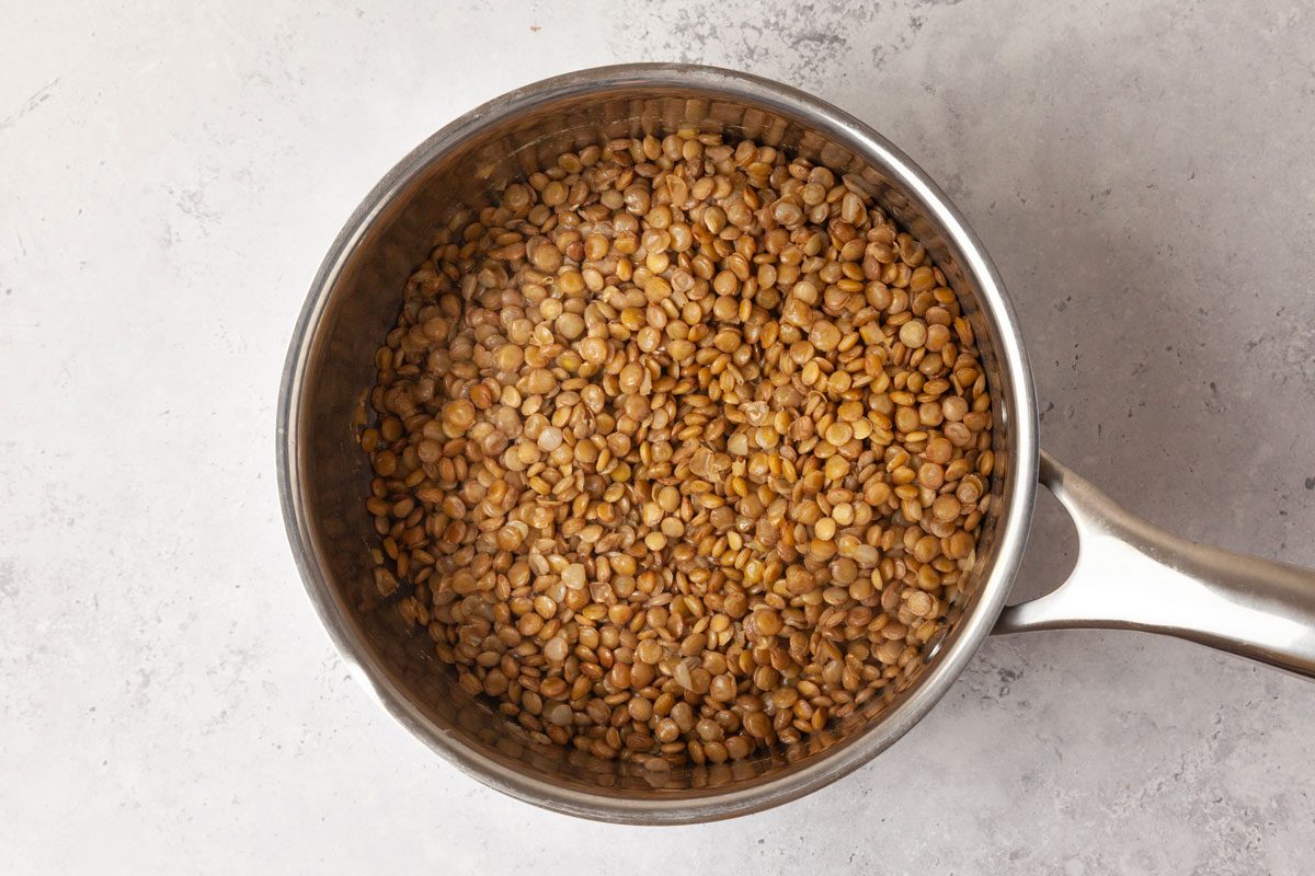 Step 1 of Taste of Home Lentil Meatballs is to make the lentils