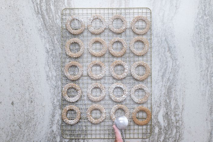 Cookies spread on wire racks