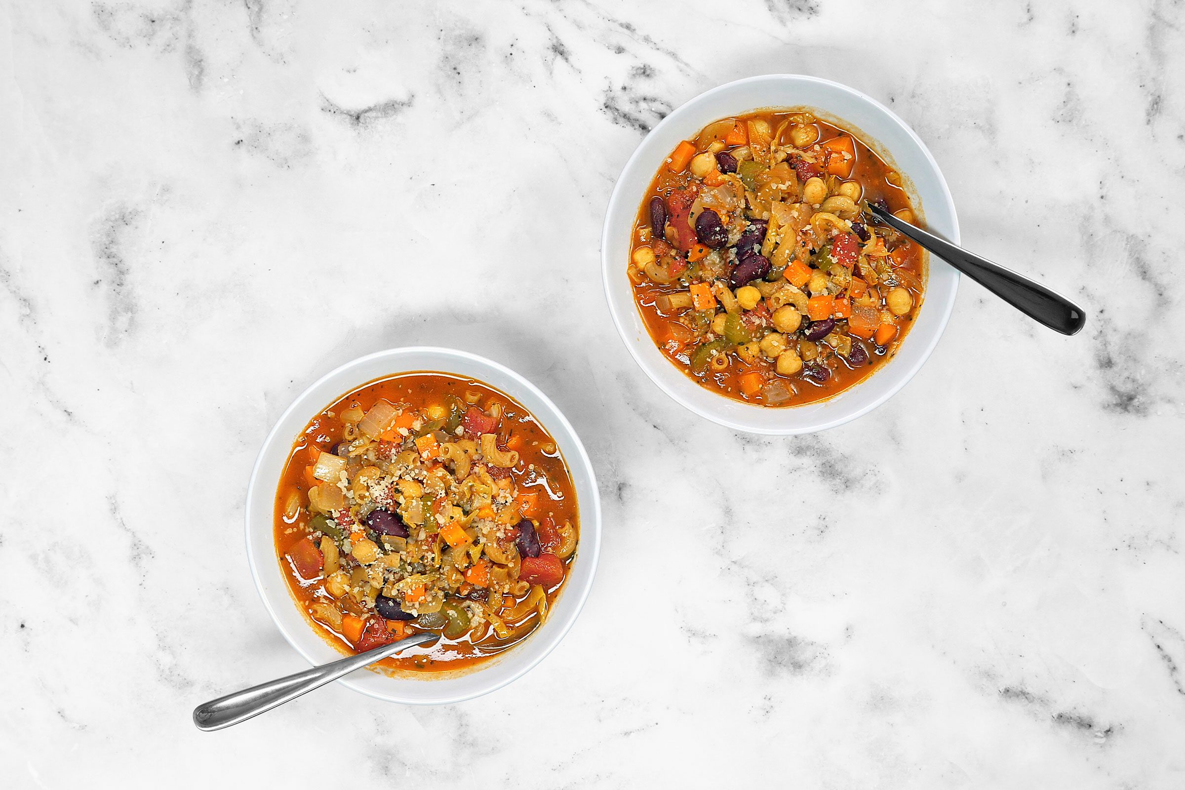 Minestrone Soup served in bowls