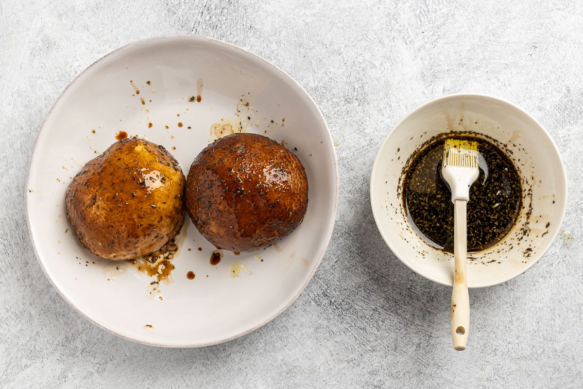 marinating the portobello mushrooms.