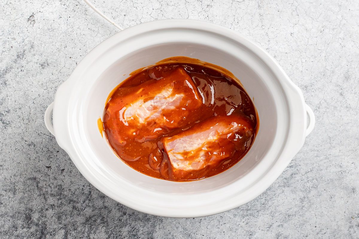 pork ingredients in the slow cooker.