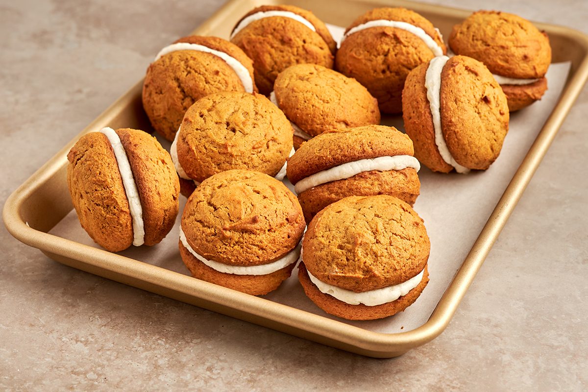 Embrace the flavors of fall with pumpkin whoopie pies by Taste of Home.