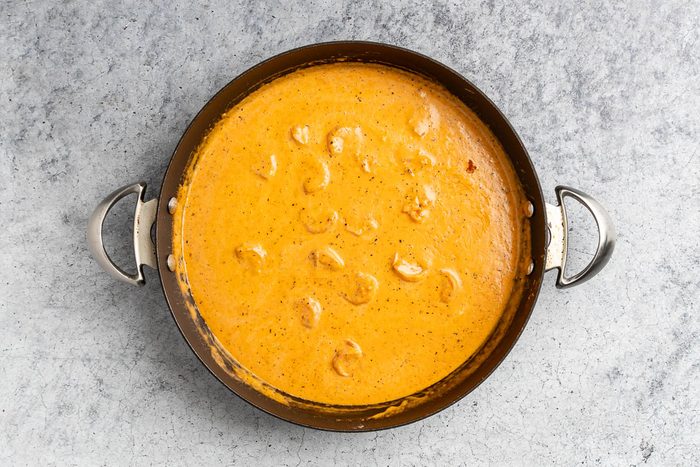 heavy cream and shrimp added to the sauce.