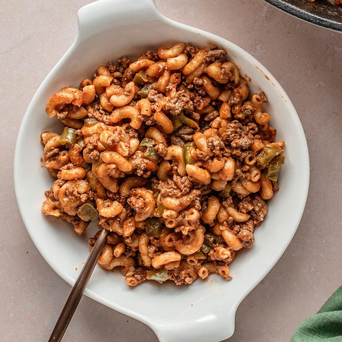 Skillet Beef And Macaroni Exps Tohd24 4467 Melissapatterson 10