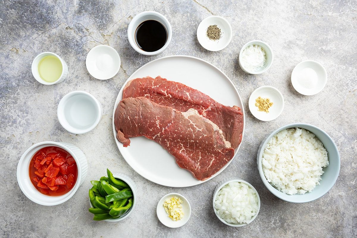 ingredients for Slow-Cooker Pepper Steak