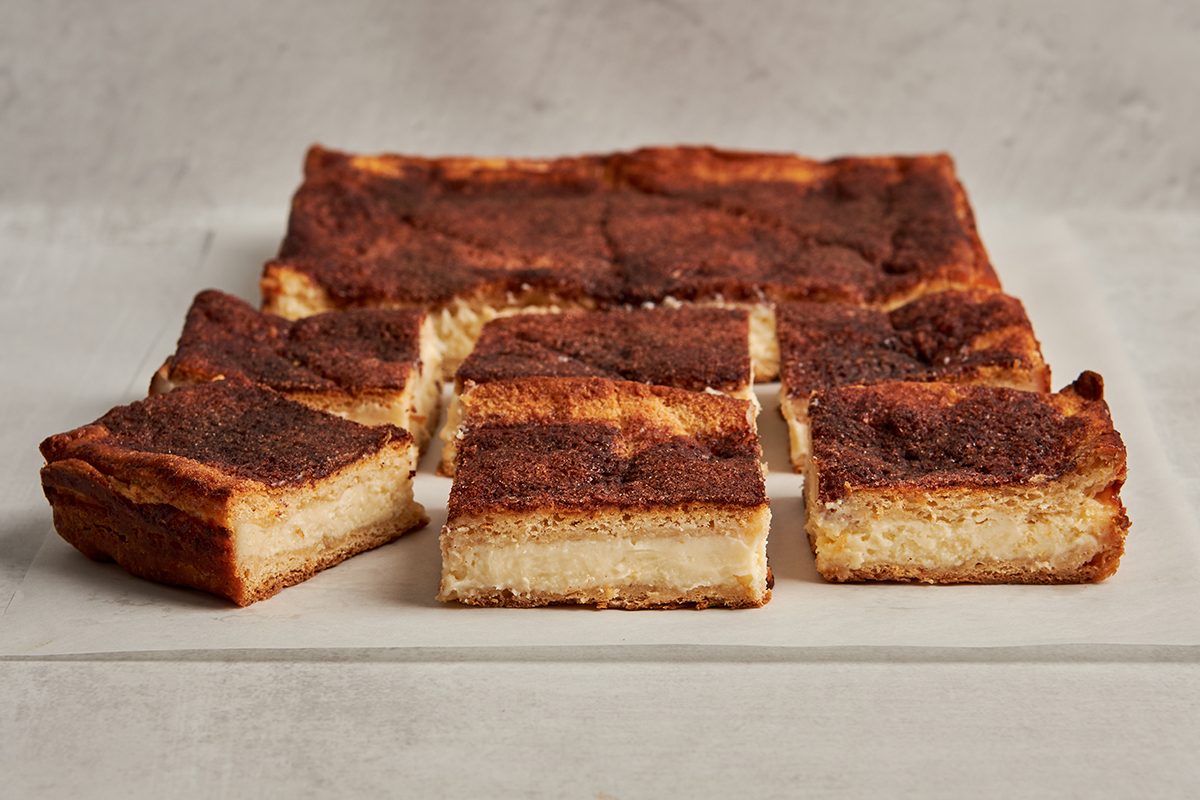 This sopapilla cheesecake recipe by Taste of Home uses only a handful of ingredients, including refrigerated crescent roll dough.