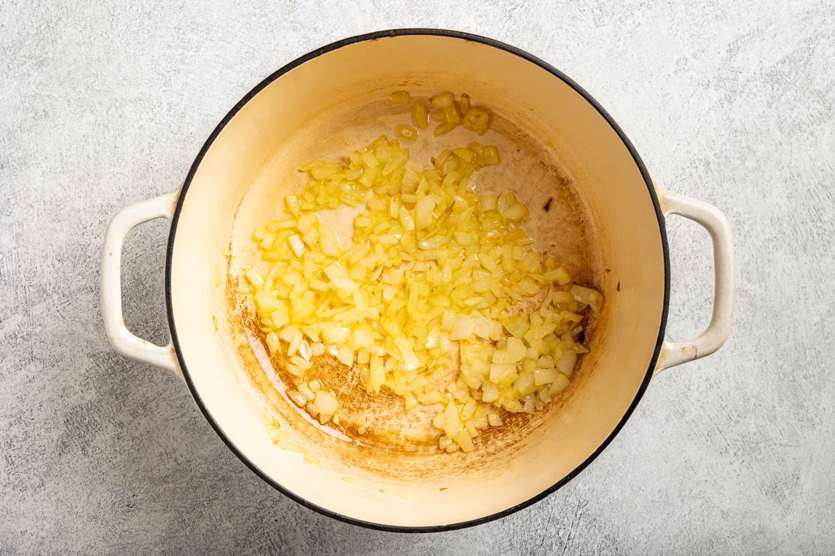 Taste of Home Sweet Potato Soup photo of the sauteed onion.