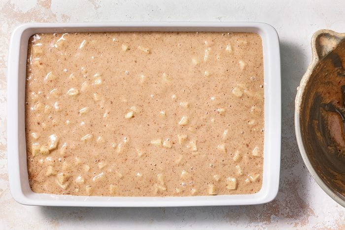Pour batter into greased 13x9-in. baking dish.