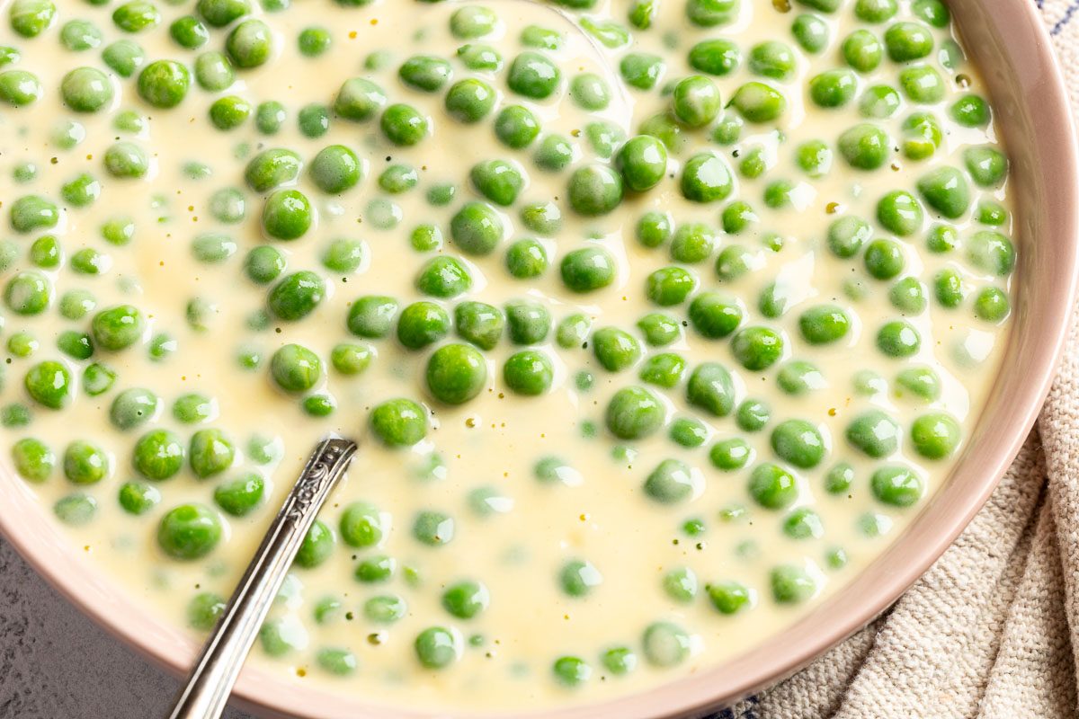 Taste of Home Cheesy Peas photo of the finished recipe.