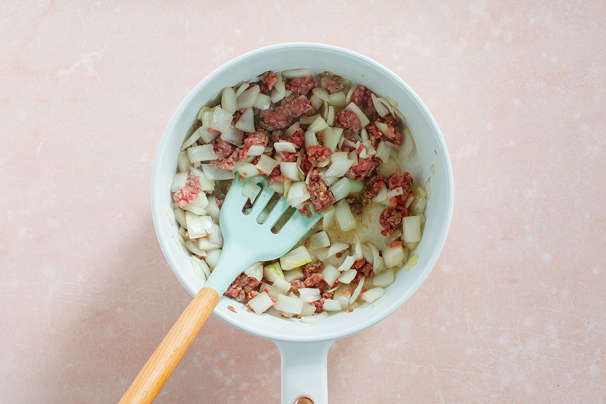 Meat And Onions In Pot