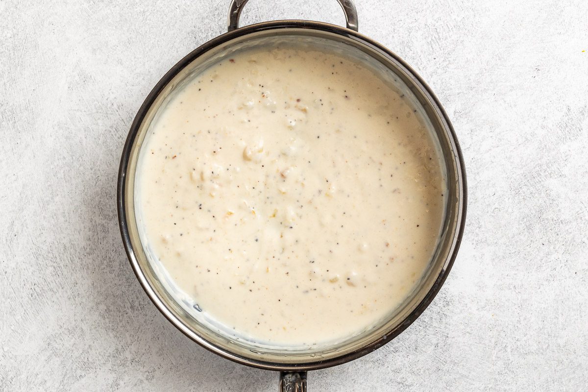 Taste of Home Flounder Florentine photo of making the cream sauce.