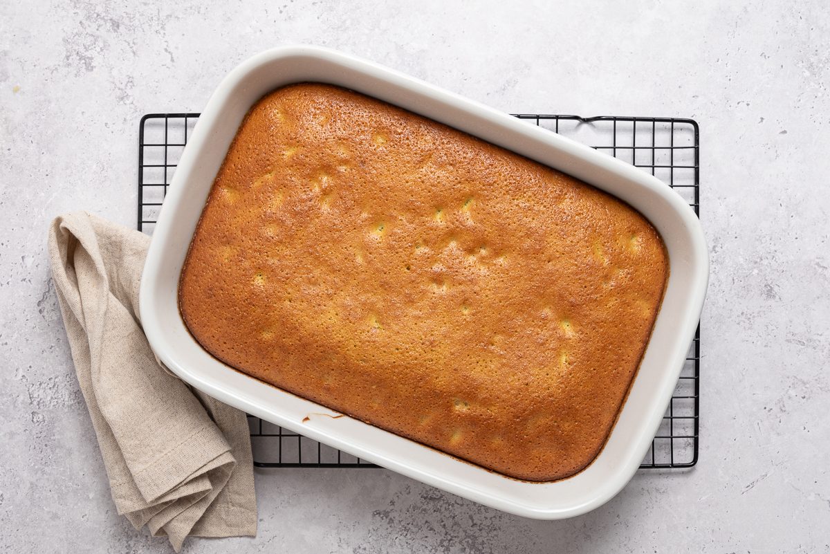 Baked Pistachio Cake Cooking Down On Rack