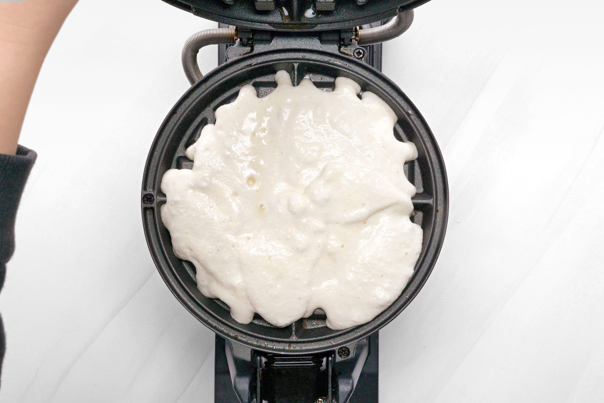 Bake the waffles in the waffle maker