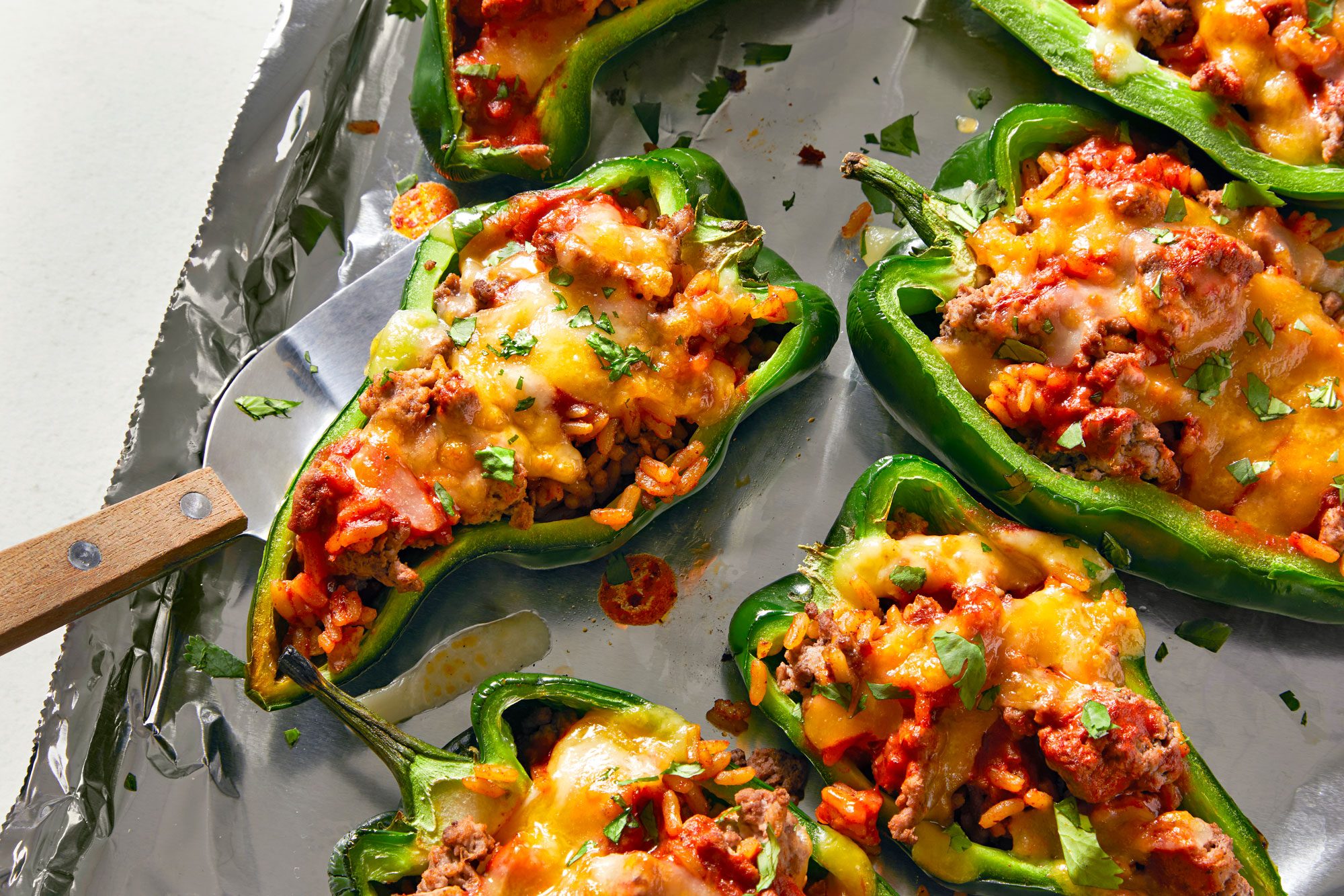 Stuffed Poblano Peppers placed in a serving plate