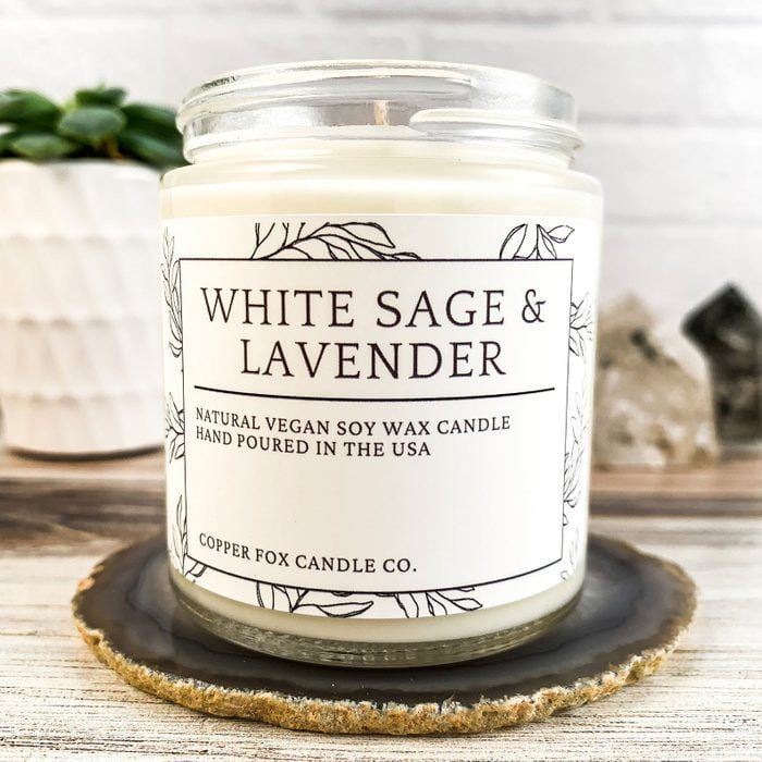 White Sage And Lavender Candle Via Etsy.com 