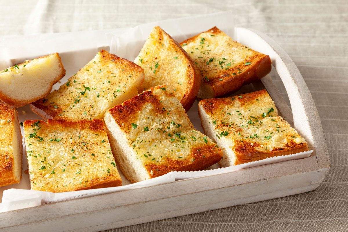 Garlic Bread close up shot 