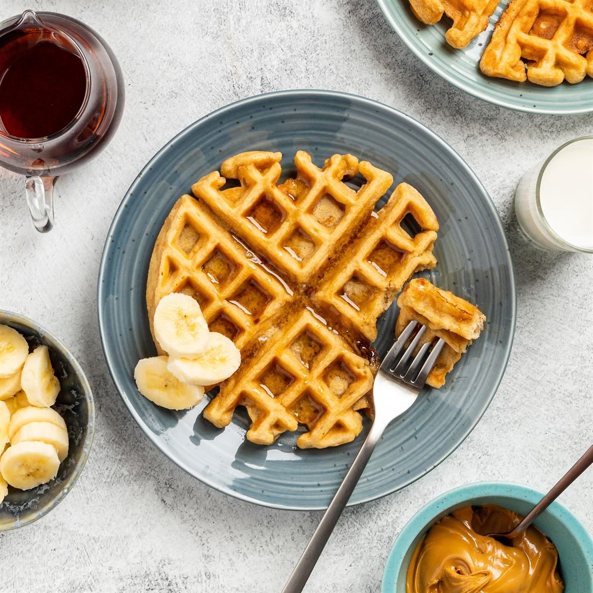 Peanut Butter and Banana Waffles