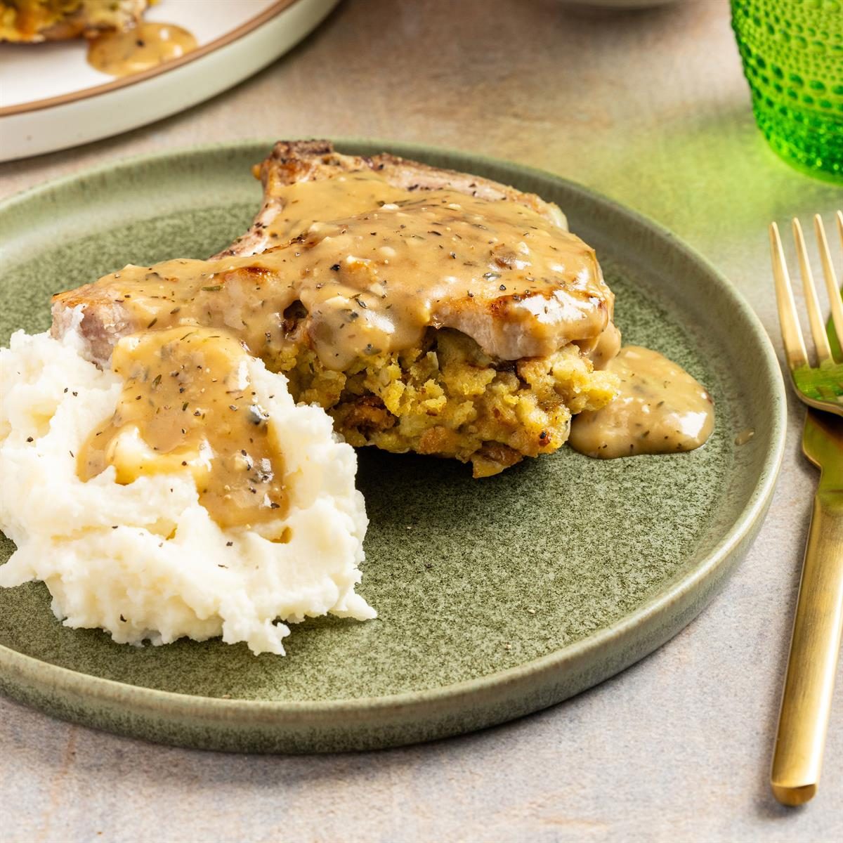 Stuffing-Stuffed Pork Chops