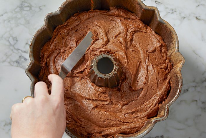 Pour into prepared tube pan