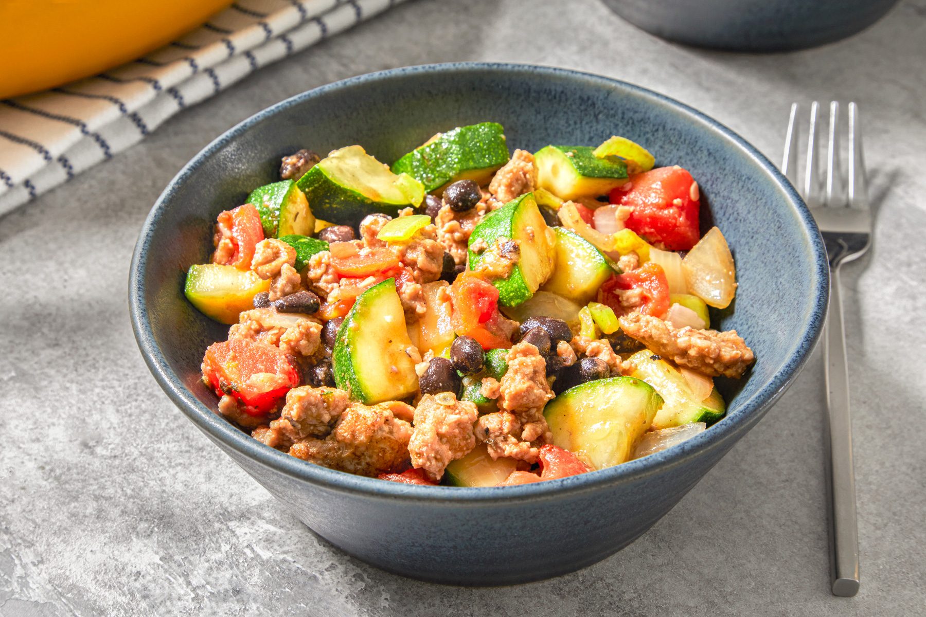 3/4th shot of Mediterranean Turkey Skillet