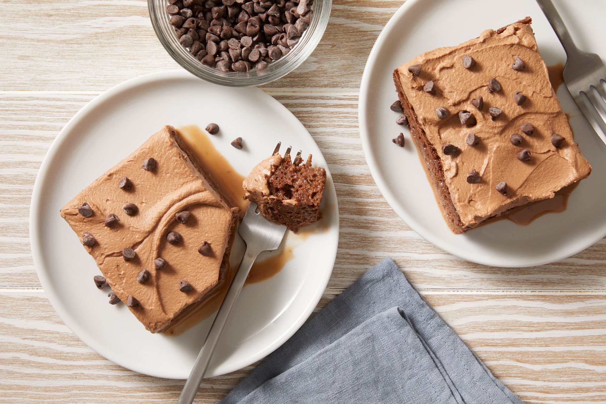 Overhead shot of Chocolate Tres Leches Cake