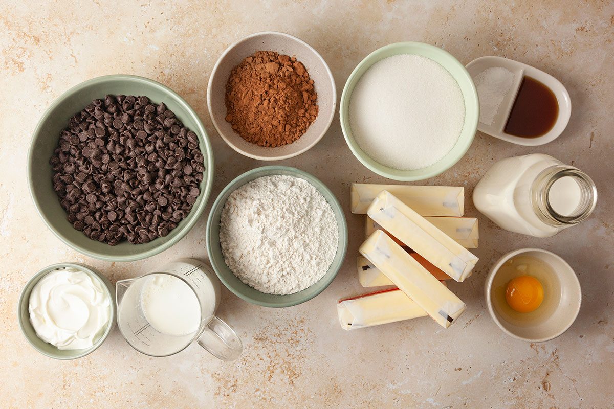 Ding Dong Cake ingredients on a table