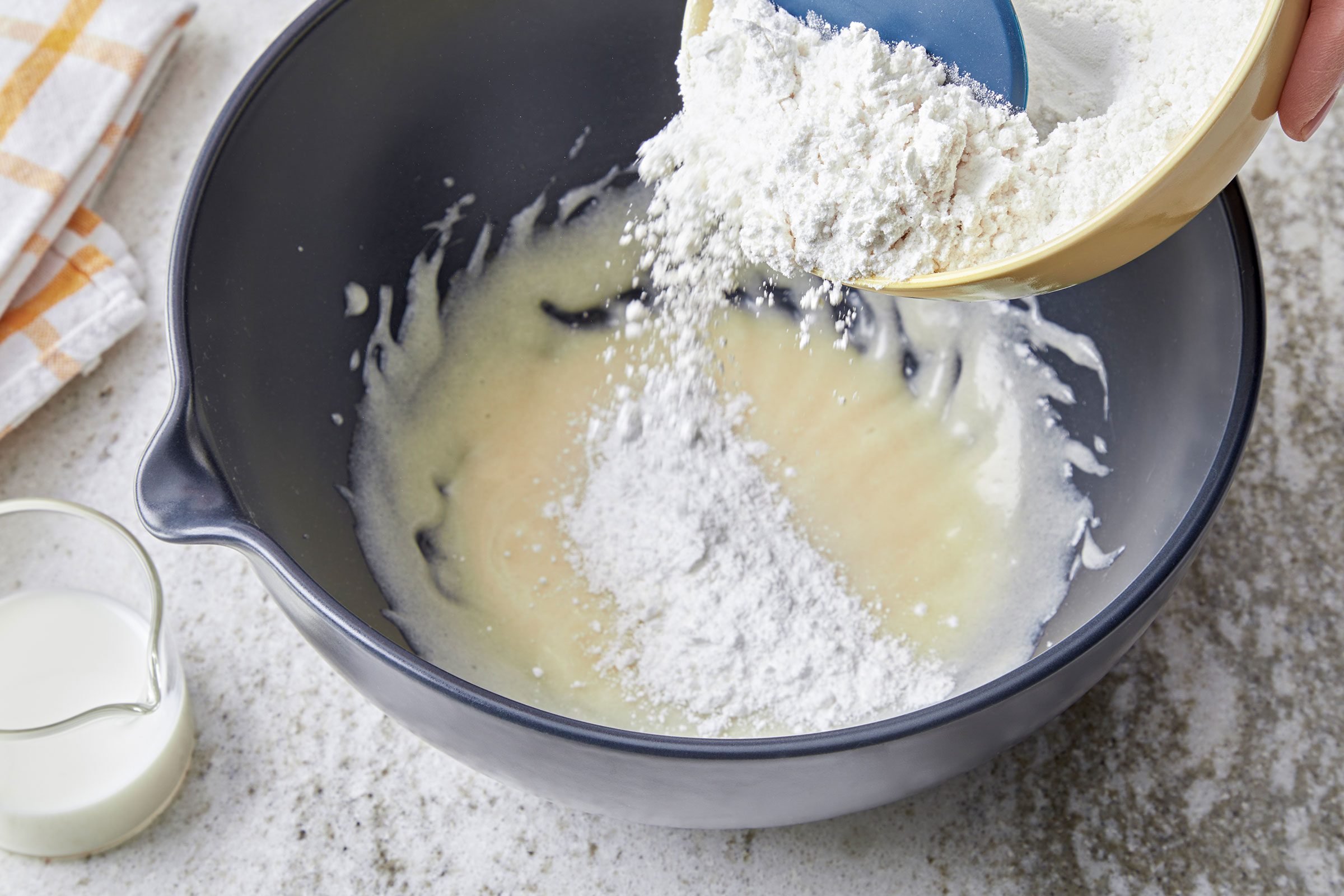 Cake flour, baking powder and salt whisked together In a small bowl