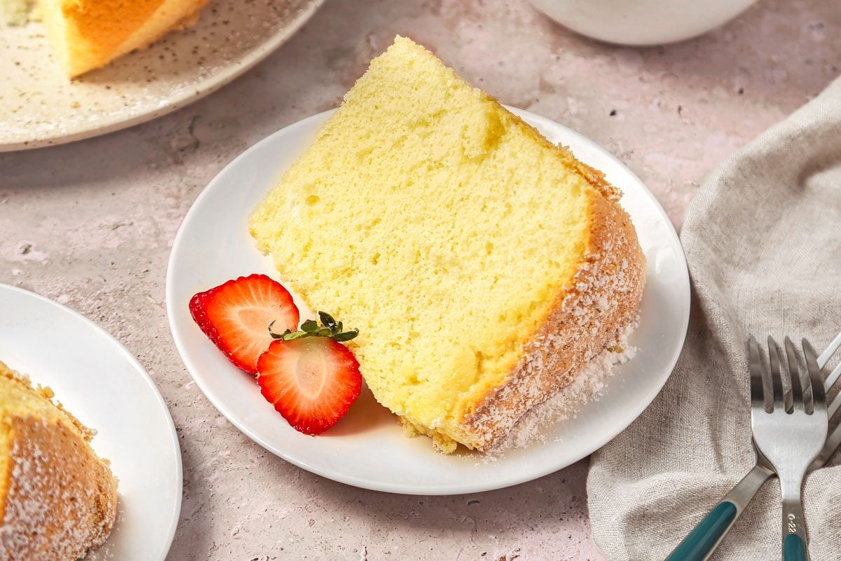 Chiffon Cake is ready and served in a plate