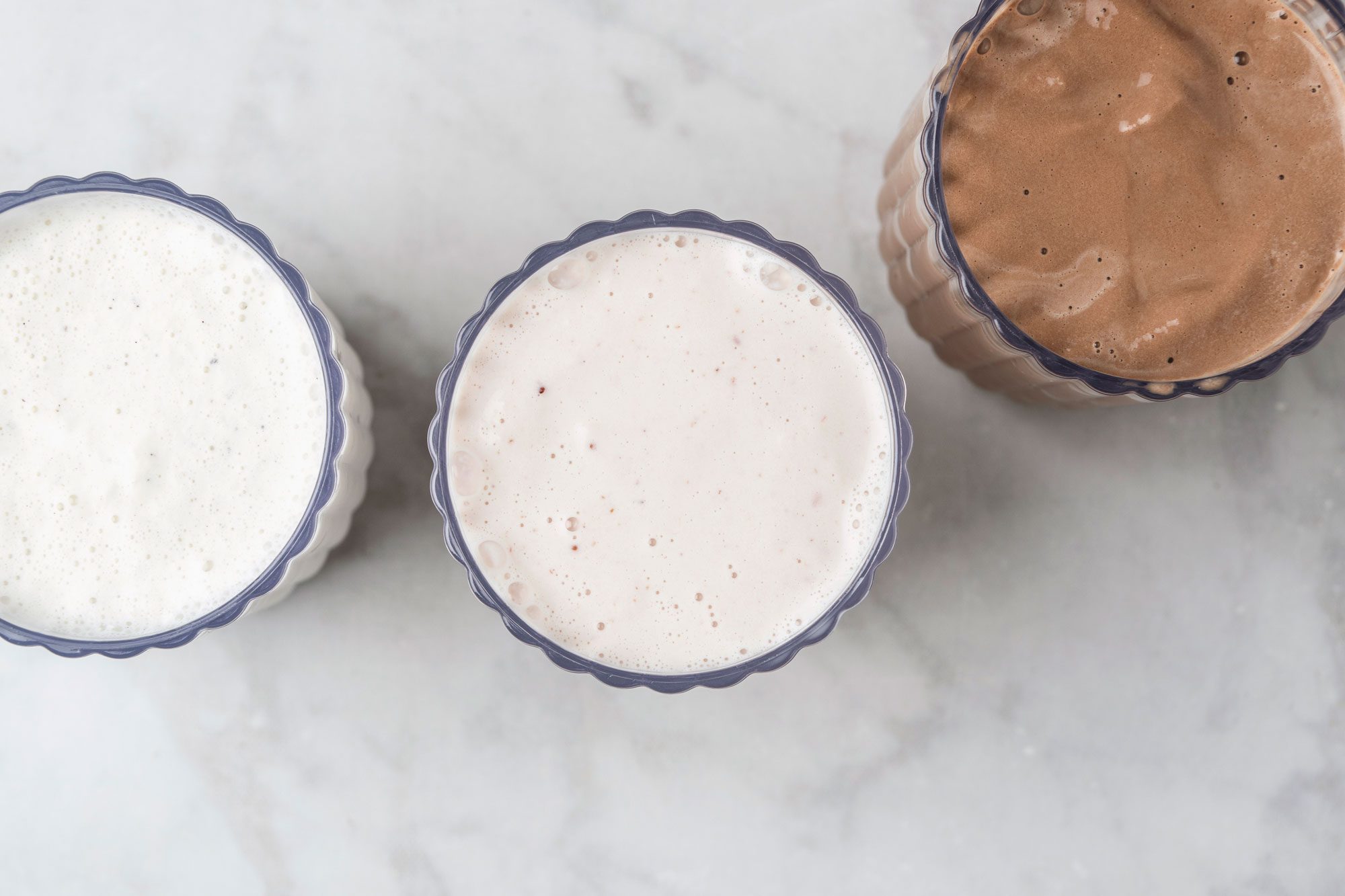 Overhead shot of Milkshakes