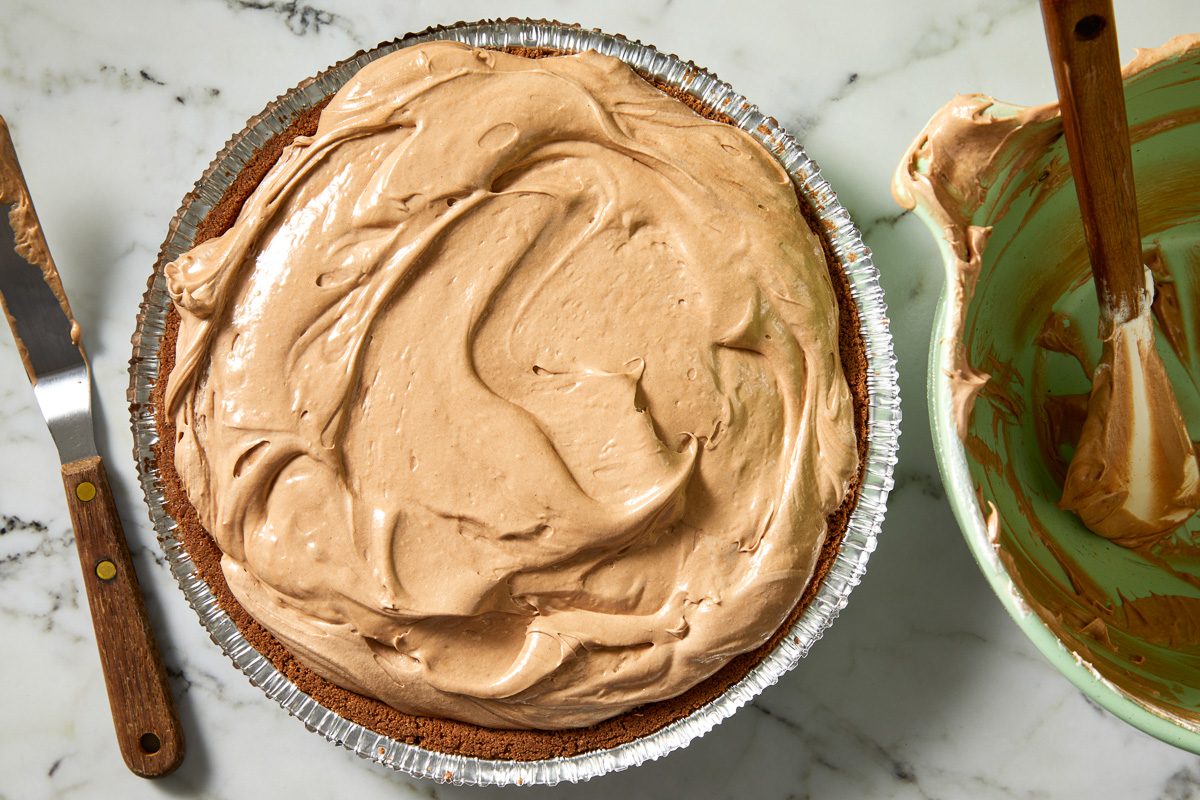Nutella filling added to pie crust
