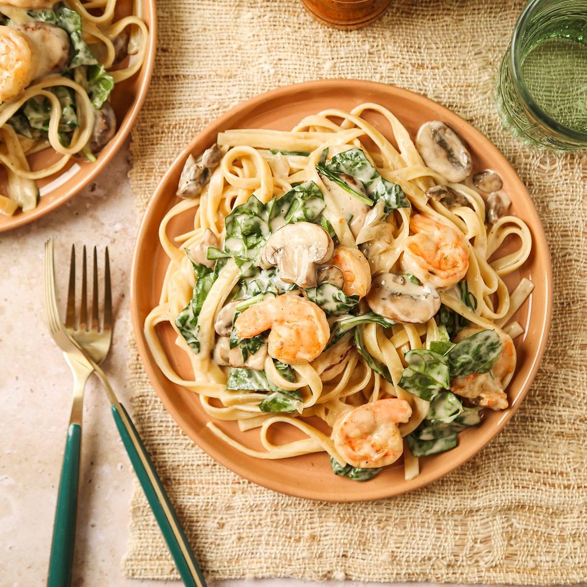 Shrimp Alfredo with Spinach