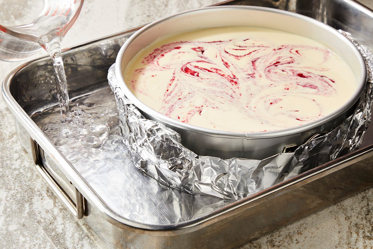Place springform pan in a larger pan; add 1 inch of hot water to larger pan