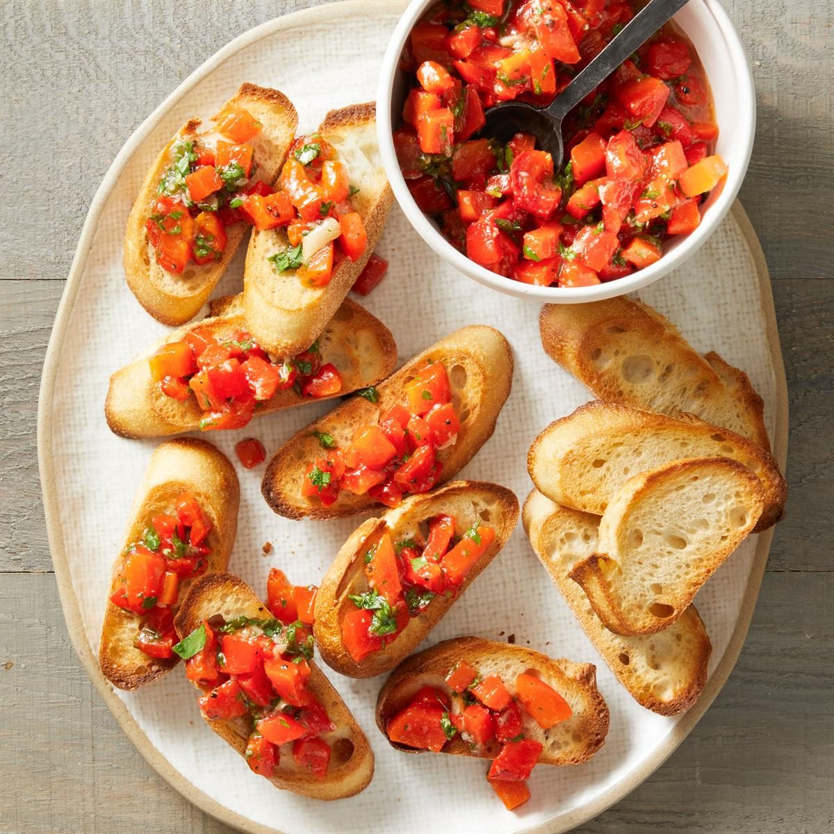 Roasted Red Pepper Bruschetta