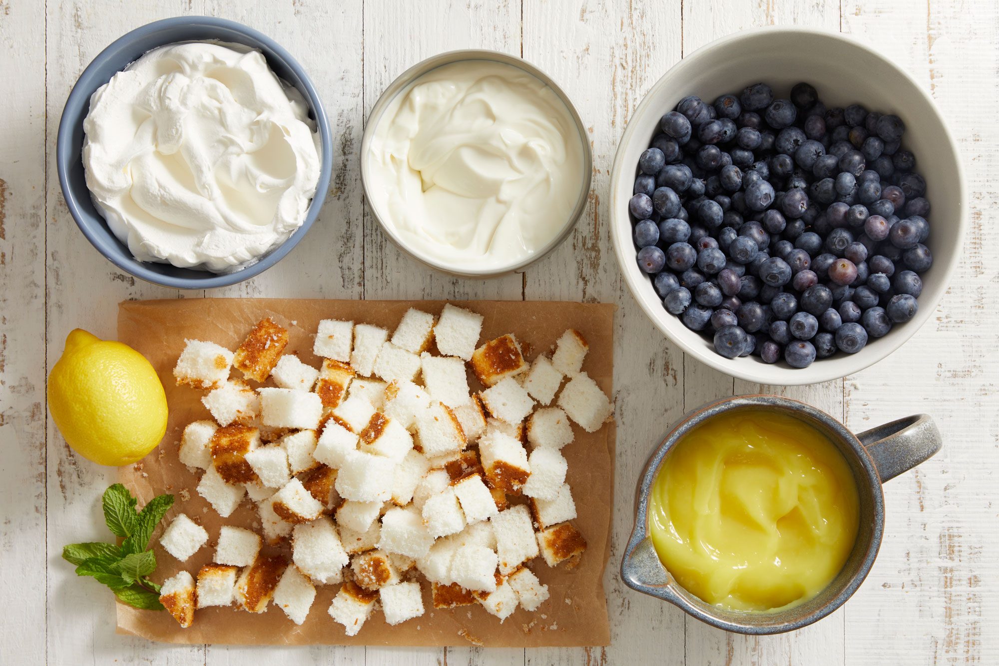 Overhead shot of ingredients on the kitchen counter