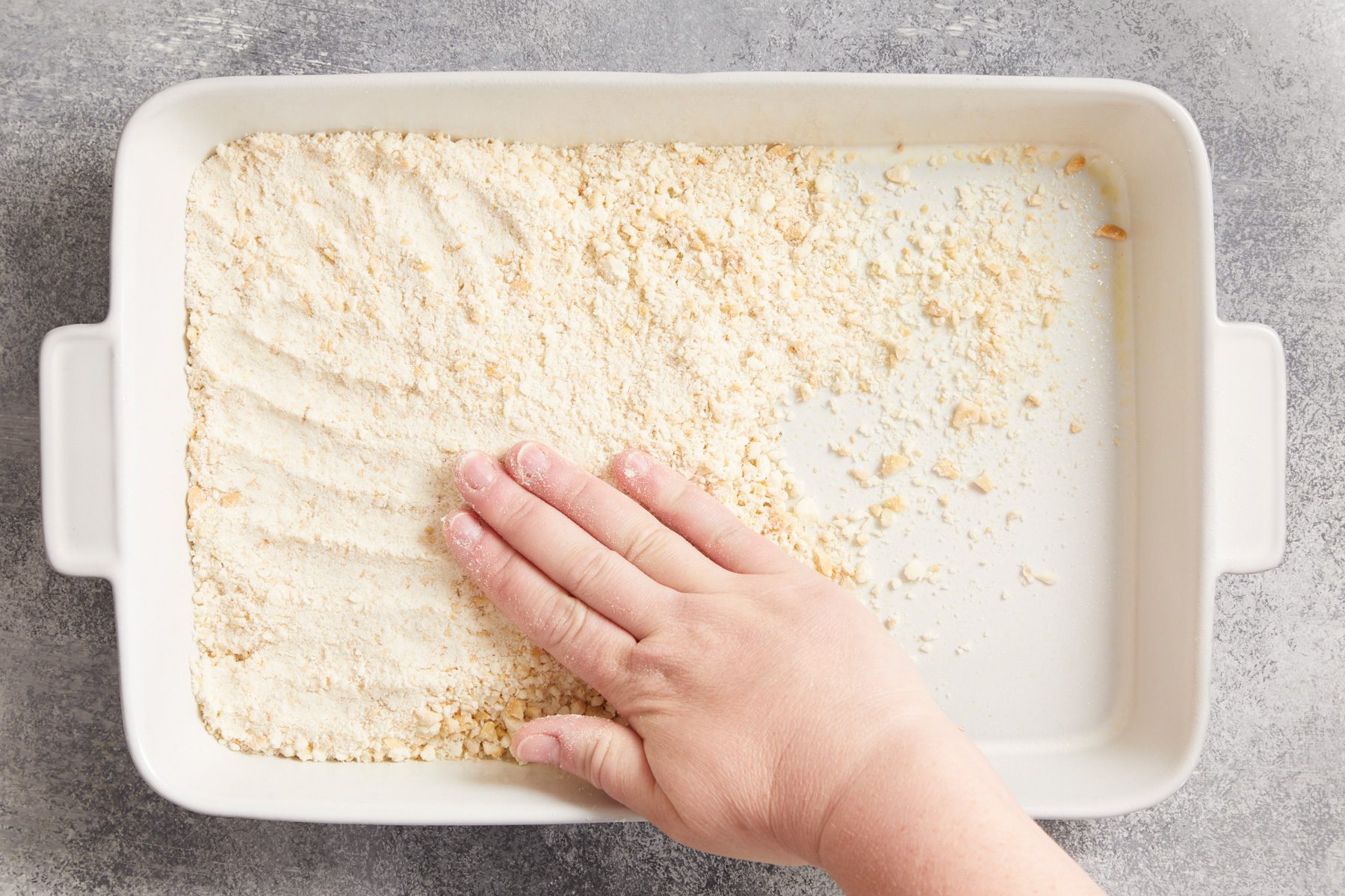 Press mixture into a greased baking dish.