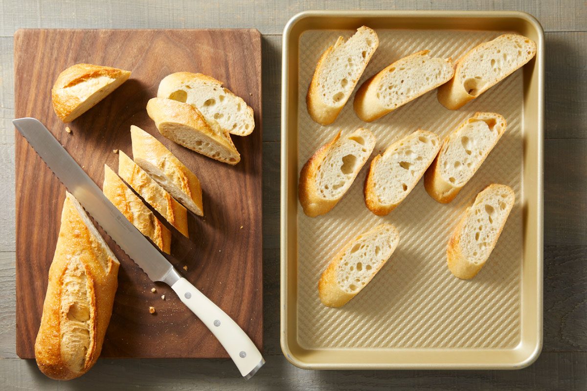Cut bread into 16 slices,