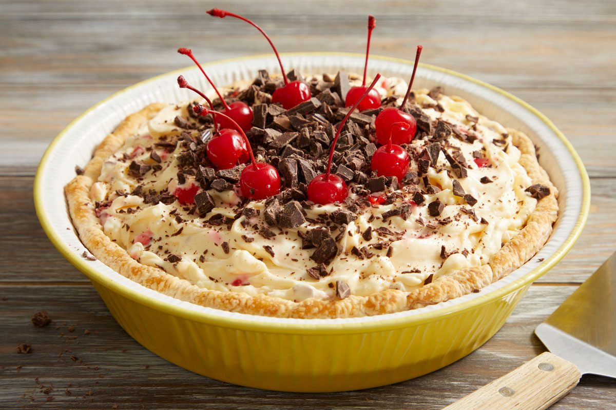 3/4 shot of Cherry Almond Mousse Pie