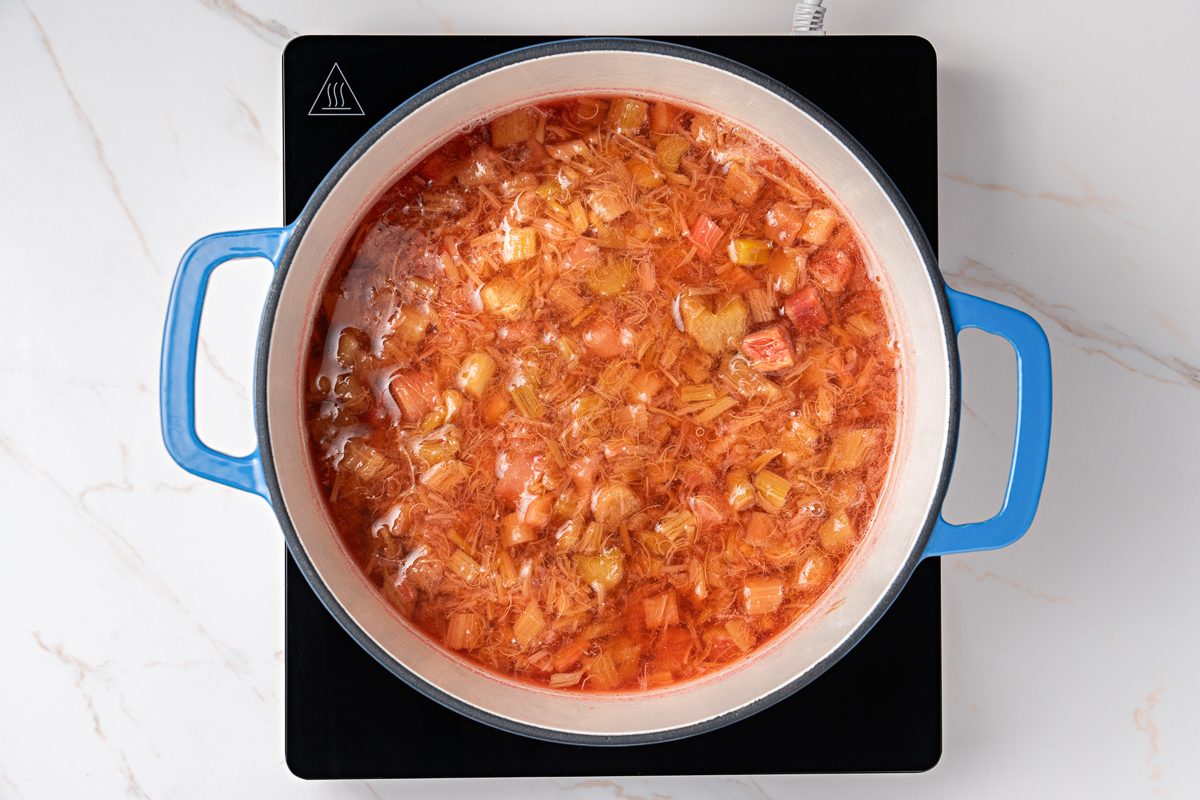 boiling water and rhubarb