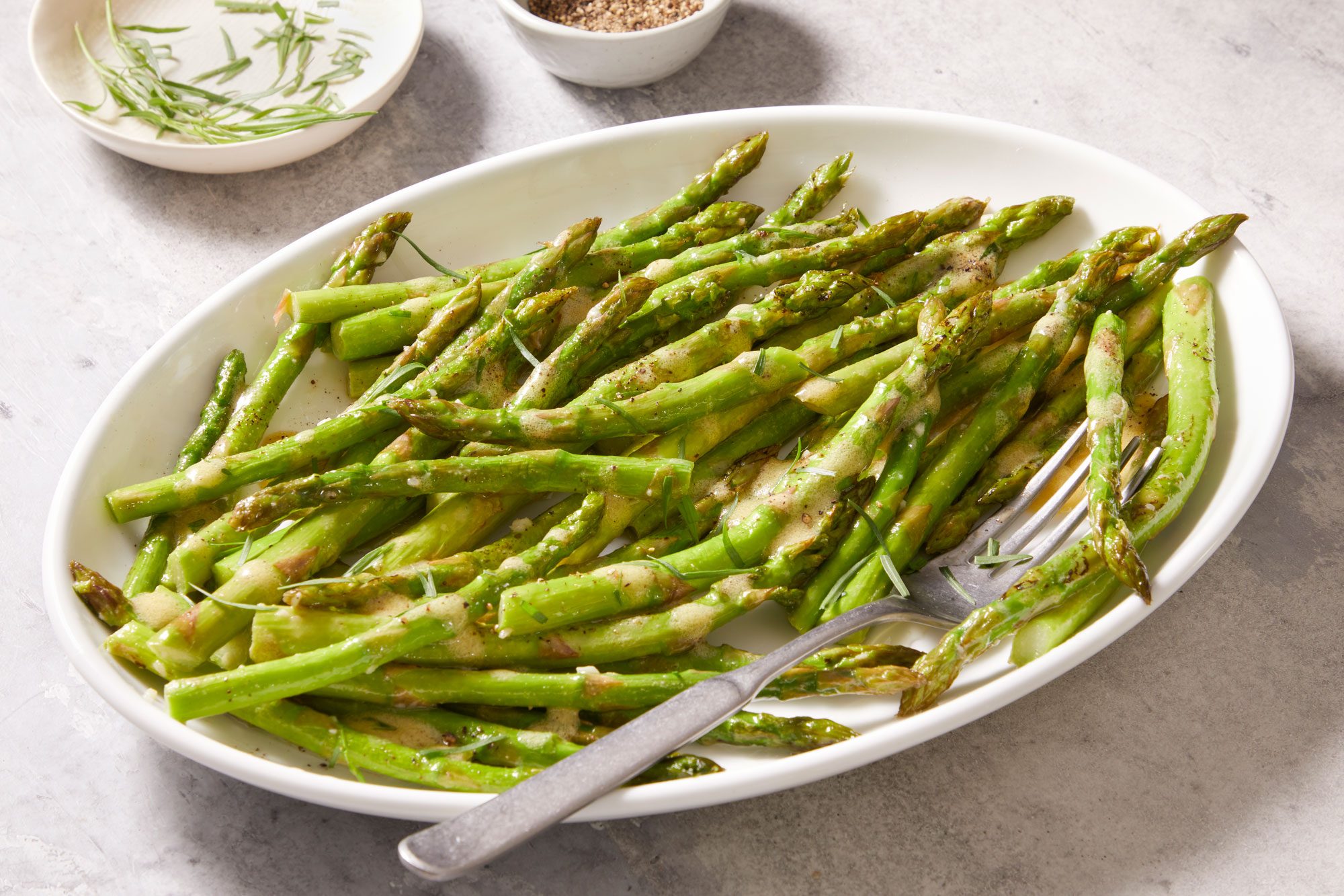 3/4 shot of Roasted Asparagus Salad