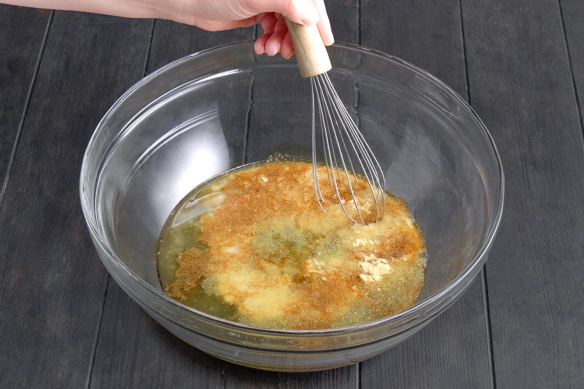 brown sugar, soy sauce, teriyaki sauce, butter, Creole seasoning and ground mustard mixed in a large bowl