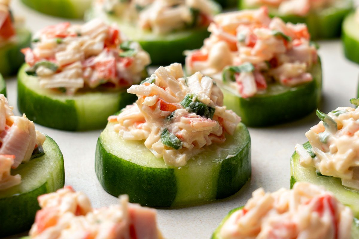 Close up shot of Crab Cucumber Bites