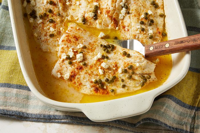 3/4 shot of Lemon-Caper Baked Cod