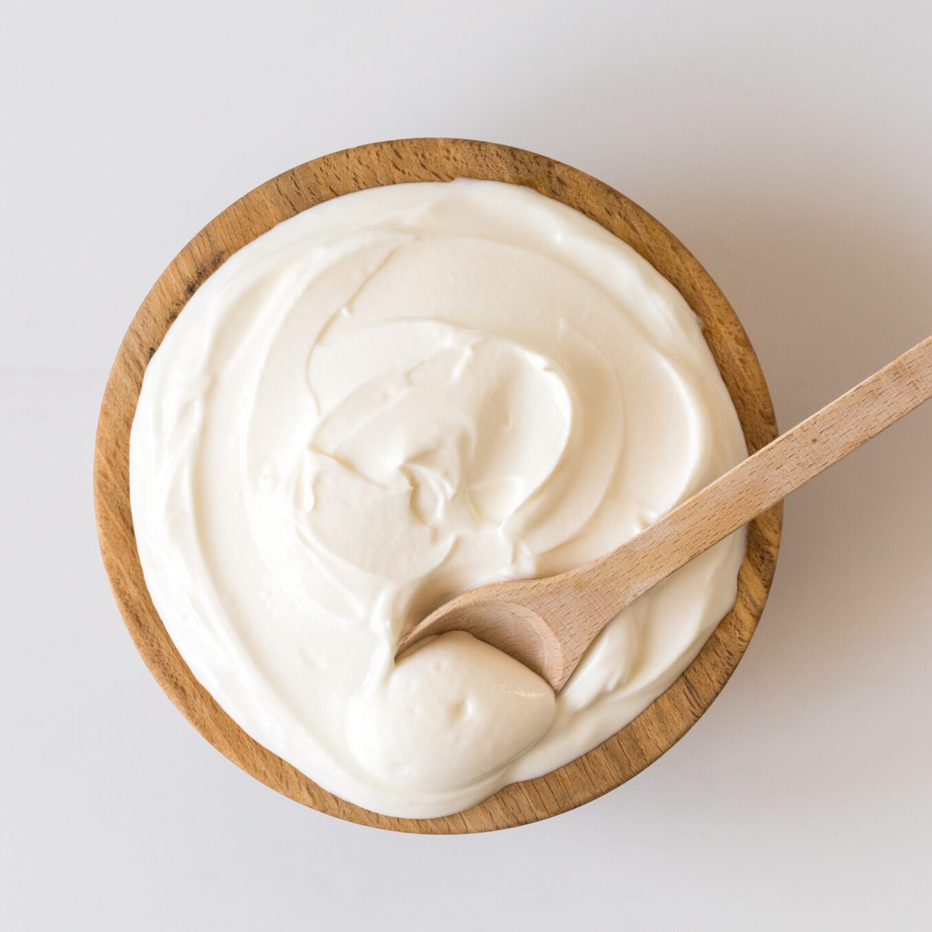 Greek yogurt .Homemade Fatty Dairy product, sour cream, mayonnaise.