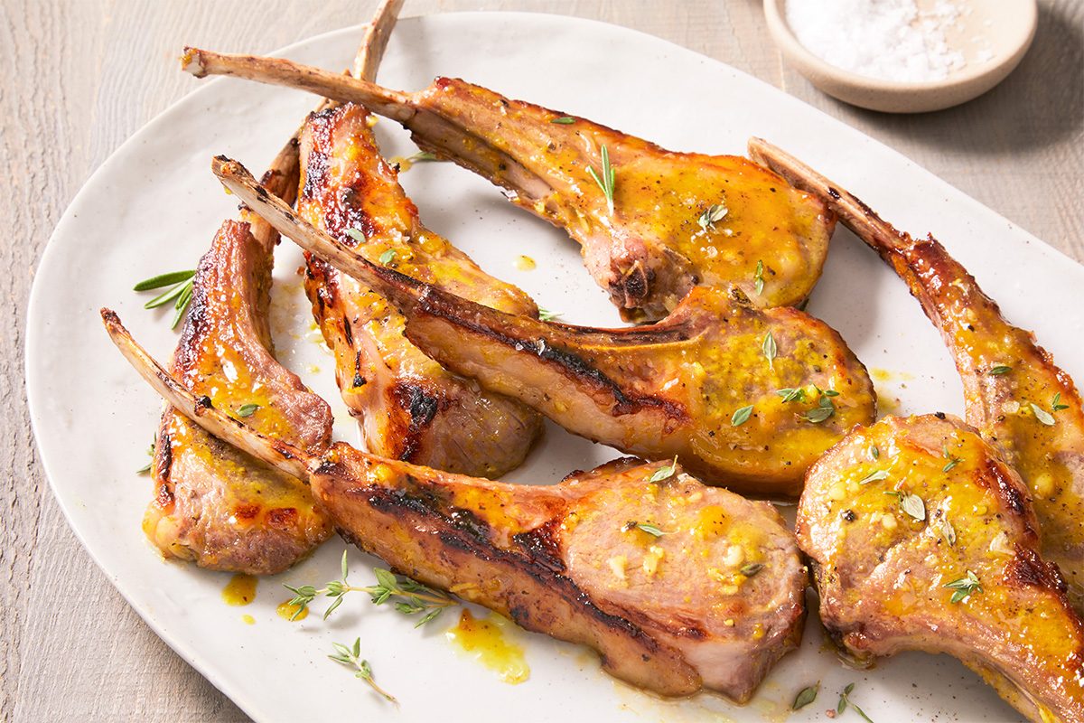 3/4 shot of Honey-Glazed Lamb Chops