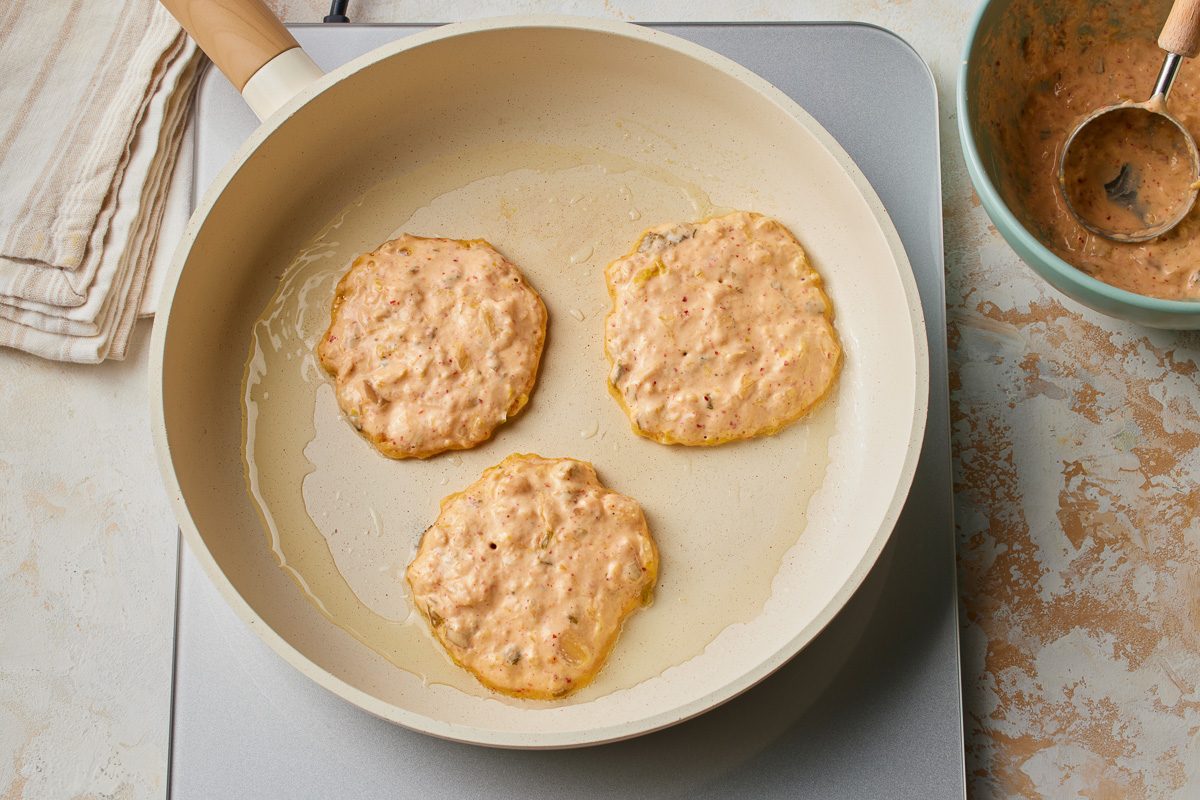 batter being cooked in a pan